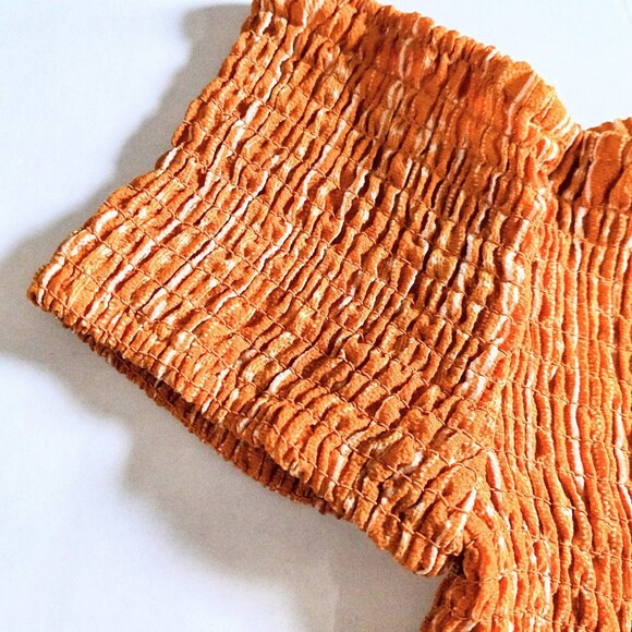 Rue21 Medium Off Shoulder Sundress-Mustard Striped-Smocked Bodice - Boho - Picture 3 of 6